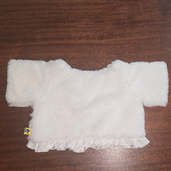 Build-A-Bear White Faux Fur Jacket with Floral Accents - Picture 3 of 3